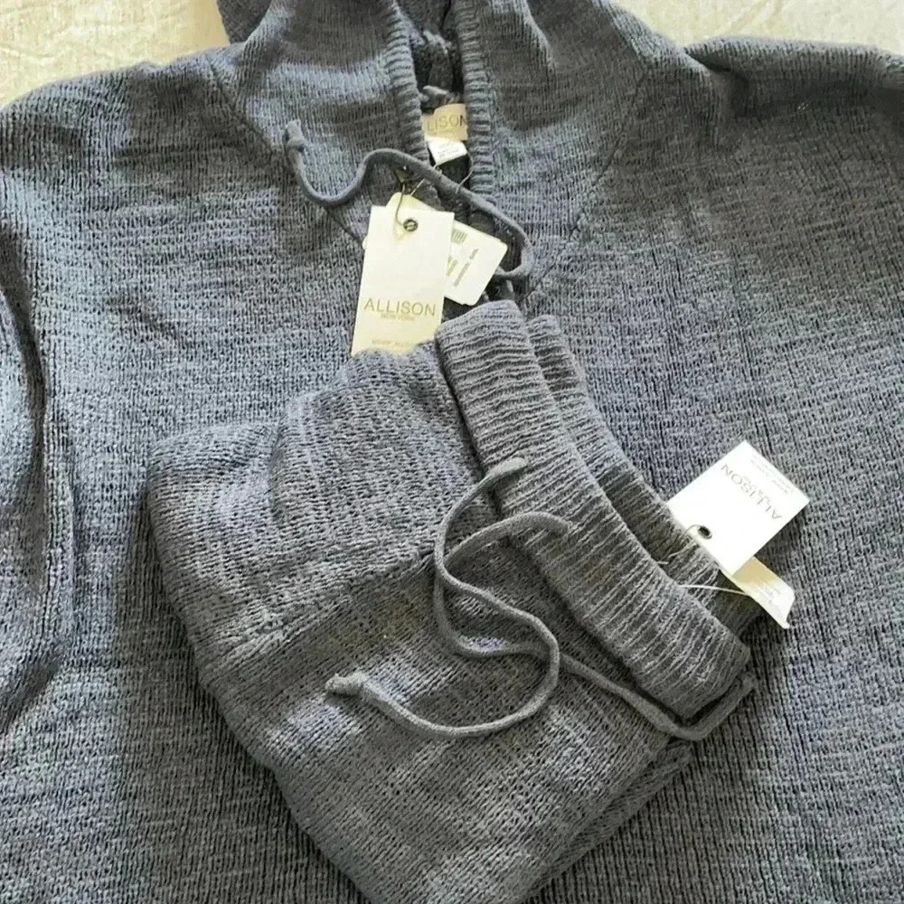 NWT sz M Allison New YorkTextured Knit Hoodie and shorts set - Picture 5 of 10